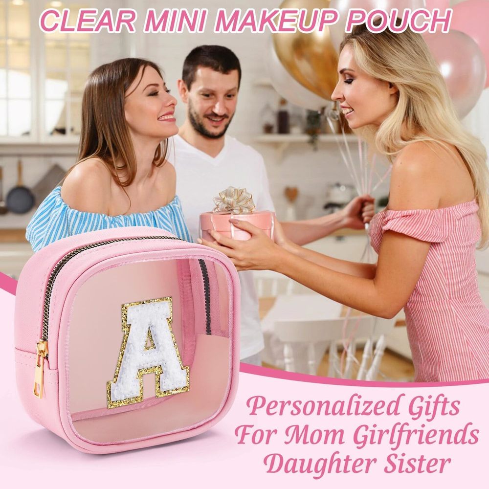 Initial Make Up Bag Travel Toiletry Bag, Clear Makeup Bag Preppy Cosmetic Bags😽 - Picture 6 of 7
